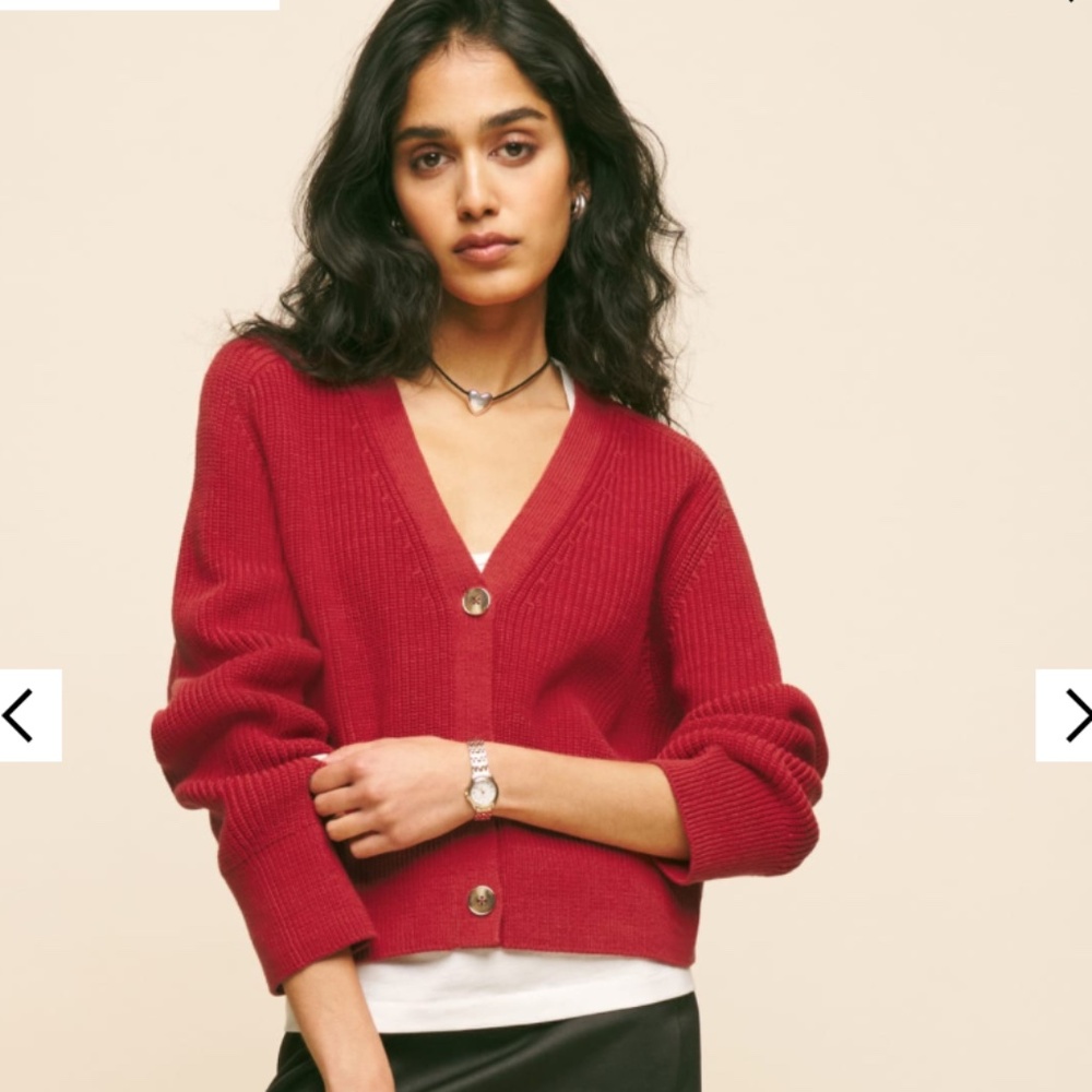 Reformation Jessa cardigan in red - S